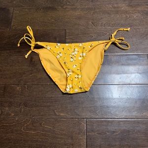 yellow floral bathing suit bottoms with ties tags